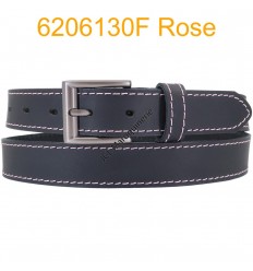 Ceinture en cuir de buffle "veau gras" fabriqué en France 6206130 Noir surpique Rose