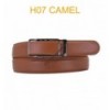 Ceinture automatique boucle crémaillère sans trous en croute de cuir de vachette 3.5 cm H07 camel