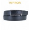 Ceinture automatique boucle crémaillère sans trous en croute de cuir de vachette 3.5 cm H07 noir