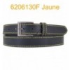 Ceinture en cuir de buffle "veau gras" fabriqué en France 6206130 Noir surpique Jaune