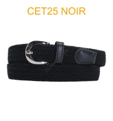 Ceinture élastique tressée fine noir