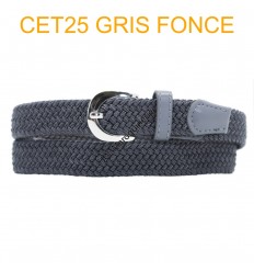 Ceinture élastique tressée fine gris