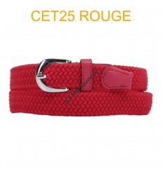 Ceinture élastique tressée fine rouge
