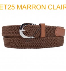 Ceinture élastique tressée fine marron