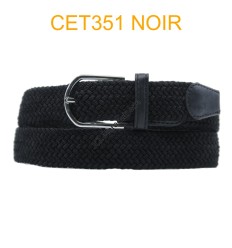 Ceinture élastique tressée large noir