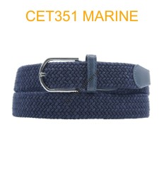 Ceinture élastique tressée large marine