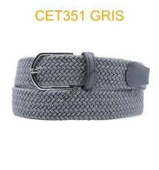 Ceinture élastique tressée large gris