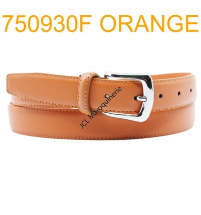 Ceinture femme large en croute de cuir de vachette 750930F orange