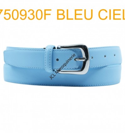 Ceinture femme large en croute de cuir de vachette 750930F bleu ciel