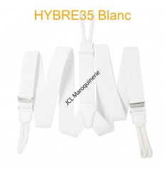 Bretelle à bouton élastique large "Y" à 3 branches fabrication française blanc