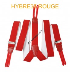 Bretelle à bouton élastique large "Y" à 3 branches fabrication française Rouge