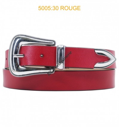 Ceinture femme western en croute de cuir de vachette 5005 rouge