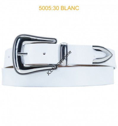 Ceinture femme western en croute de cuir de vachette 5005 blanc