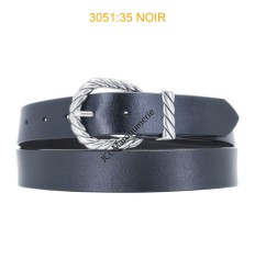 Ceinture femme large en croute de cuir de vachette 3051 noir