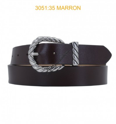 Ceinture femme large en croute de cuir de vachette 3051 Marron