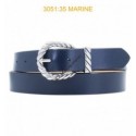 Ceinture femme large en croute de cuir de vachette 3051 Marine