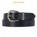 Ceinture femme large en croute de cuir de vachette 3052 noir