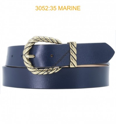 Ceinture femme large en croute de cuir de vachette 3052 Marine