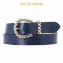 Ceinture femme large en croute de cuir de vachette 3052 Marine