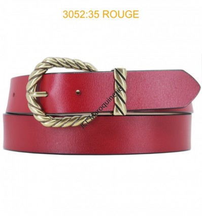 Ceinture femme large en croute de cuir de vachette 3052 Rouge