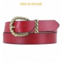 Ceinture femme large en croute de cuir de vachette 3052 Rouge