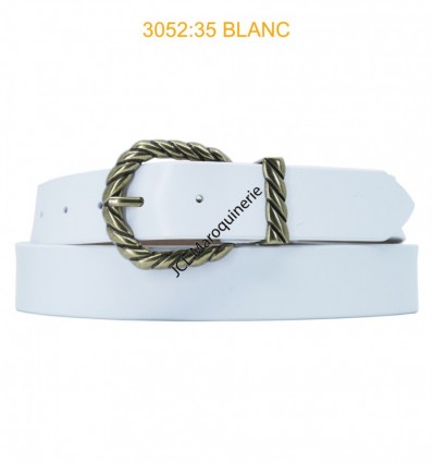 Ceinture femme large en croute de cuir de vachette 3052 Blanc