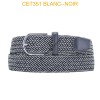 Ceinture élastique tressée large noir blanc