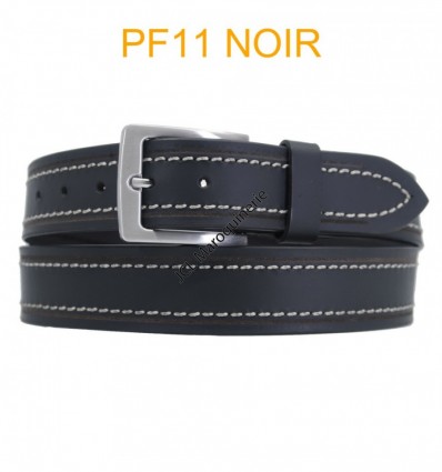 Ceinture en cuir de buffle "veau gras" PF11 Noir