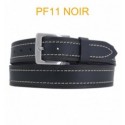 Ceinture en cuir de buffle "veau gras" PF11 Noir