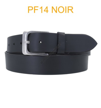 Ceinture en cuir de buffle "veau gras" PF14 Noir