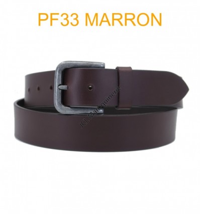 Ceinture en cuir de buffle "veau gras" PF33 Marron