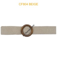 Ceinture raphia en paille élastiqué boucle en bois