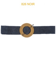 Ceinture raphia en paille élastiqué boucle en bois