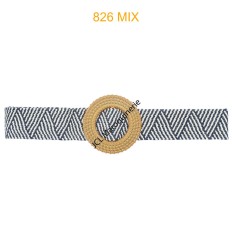 Ceinture raphia en paille élastiqué boucle en bois
