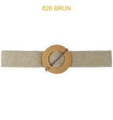 Ceinture raphia en paille élastiqué boucle en bois