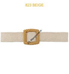 Ceinture raphia en paille élastiqué boucle en bois