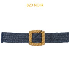 Ceinture raphia en paille élastiqué boucle en bois