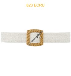 Ceinture raphia en paille élastiqué boucle en bois
