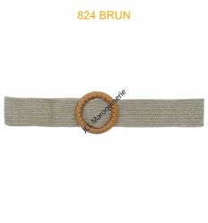 Ceinture raphia en paille élastiqué boucle en bois