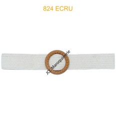 Ceinture raphia en paille élastiqué boucle en bois