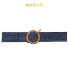 Ceinture raphia en paille élastiqué boucle en bois