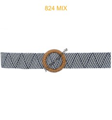 Ceinture raphia en paille élastiqué boucle en bois