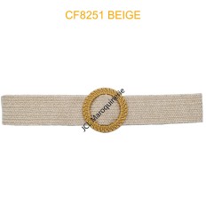 Ceinture raphia en paille élastiqué beige