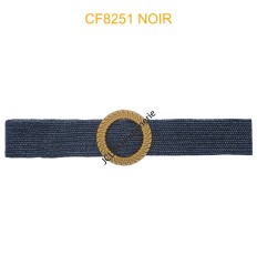 Ceinture raphia en paille élastiqué noir