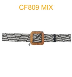 Ceinture raphia en paille élastiqué bicolore
