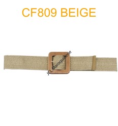Ceinture raphia en paille élastiqué brun