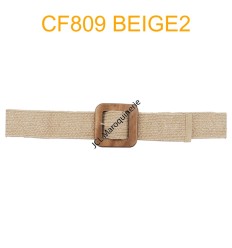 Ceinture raphia en paille élastiqué beige