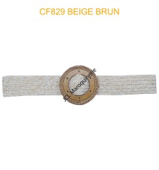 Ceinture raphia en paille non élastiqué beige