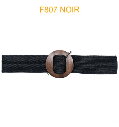 Ceinture raphia en paille élastiqué noir