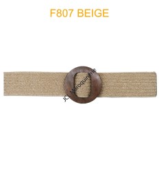 Ceinture raphia en paille élastiqué beige